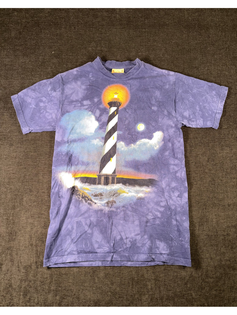 The Mountain Medium Purple Tie-Dye Lighthouse Graphic T-Shirt